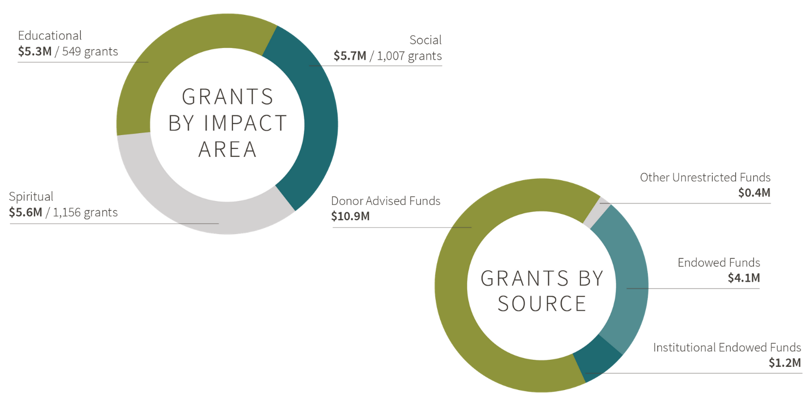 Fy2019 grants by source and by impact area.